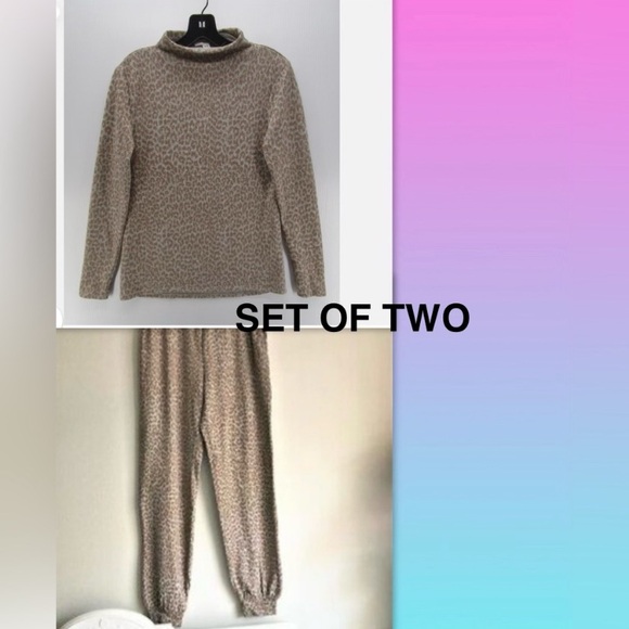 beachlunchlounge Taupe Leopard Print Pantsuit set of two size M - Picture 5 of 5
